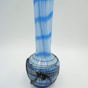 SZKLANY WAZON FLAKON STYL MURANO NIEBIESKI Z PAJĄKAMI