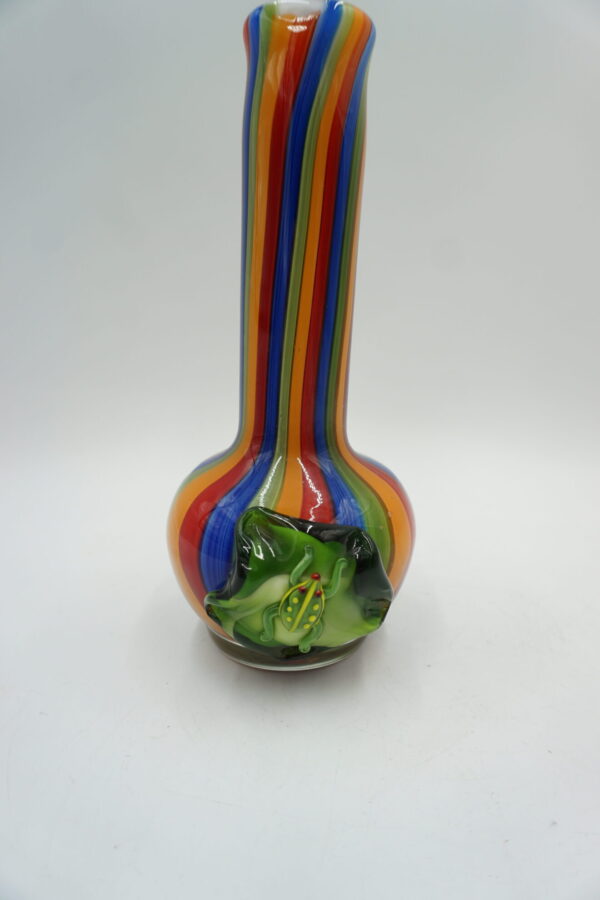 SZKLANY WAZON FLAKON STYL MURANO KOLOROWY ŻABA NA LIŚCIU