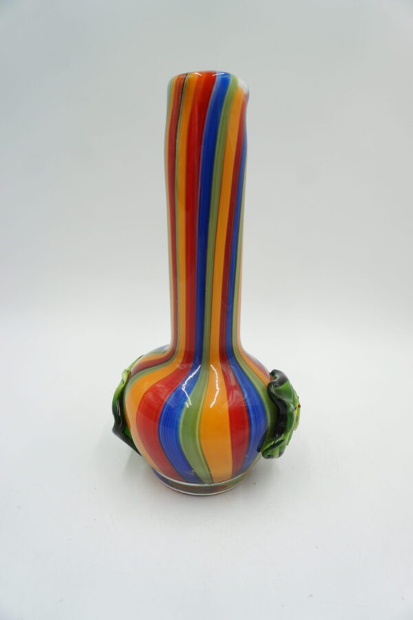 SZKLANY WAZON FLAKON STYL MURANO KOLOROWY ŻABA NA LIŚCIU