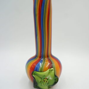 SZKLANY WAZON FLAKON STYL MURANO KOLOROWY ŻABA NA LIŚCIU