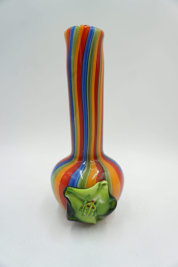 SZKLANY WAZON FLAKON STYL MURANO KOLOROWY ŻABA NA LIŚCIU