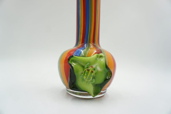 SZKLANY WAZON FLAKON STYL MURANO KOLOROWY ŻABA NA LIŚCIU