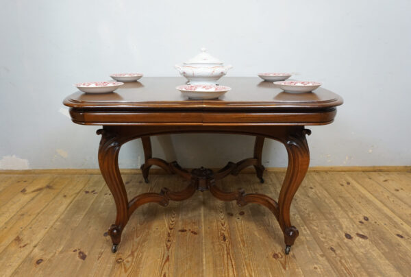 STARY ROZKŁADANY STÓŁ LUDWIK GIĘTE NOGI PIĘKNA FORMA