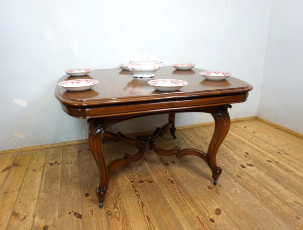 STARY ROZKŁADANY STÓŁ LUDWIK GIĘTE NOGI PIĘKNA FORMA