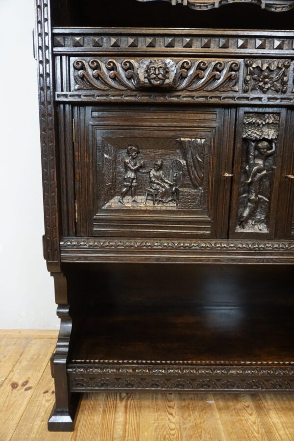 STARY BOGATO RZEŹBIONY KREDENS KOMODA Z NADSTAWKĄ UNIKAT