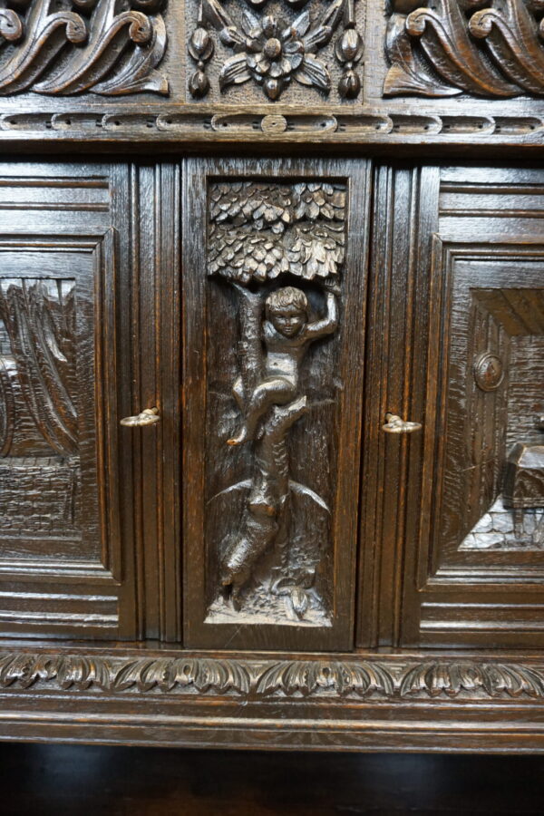 STARY BOGATO RZEŹBIONY KREDENS KOMODA Z NADSTAWKĄ UNIKAT