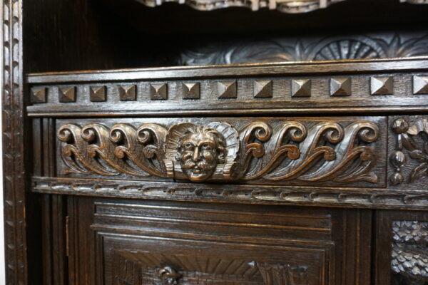 STARY BOGATO RZEŹBIONY KREDENS KOMODA Z NADSTAWKĄ UNIKAT
