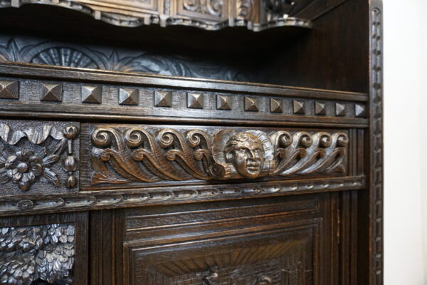 STARY BOGATO RZEŹBIONY KREDENS KOMODA Z NADSTAWKĄ UNIKAT