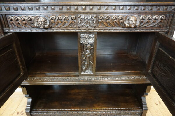 STARY BOGATO RZEŹBIONY KREDENS KOMODA Z NADSTAWKĄ UNIKAT