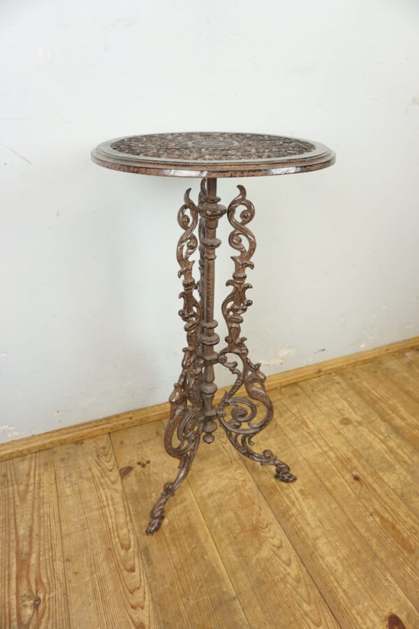 ŻELIWNY STOLIK KWIETNIK OGRODOWY PREZENT BRĄZ