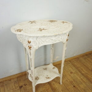 OGRODOWY STÓŁ STOLIK KWIETNIK ŻELIWO BIAŁY