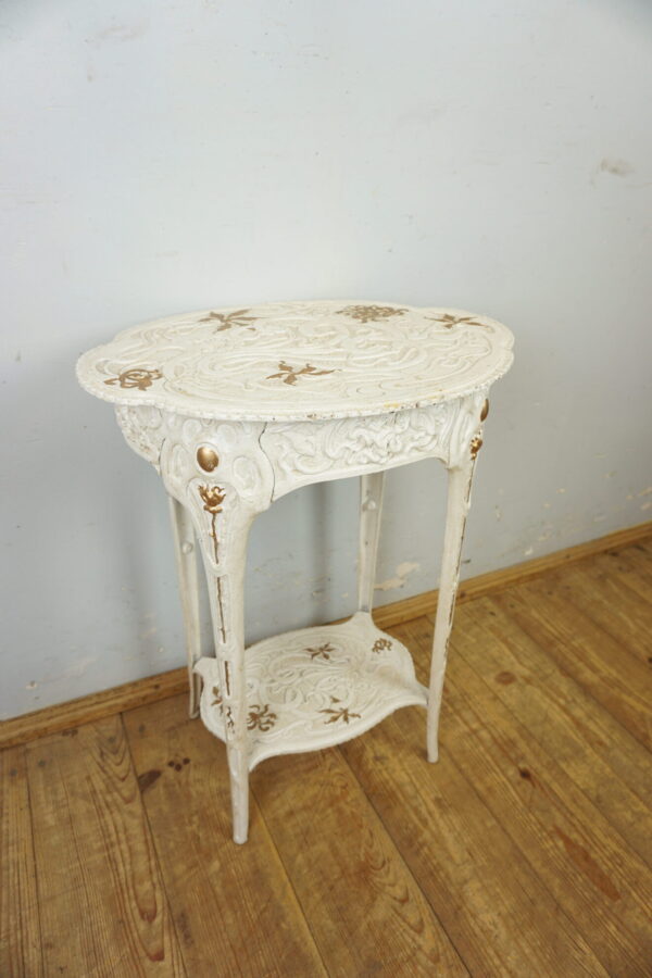 OGRODOWY STÓŁ STOLIK KWIETNIK ŻELIWO BIAŁY