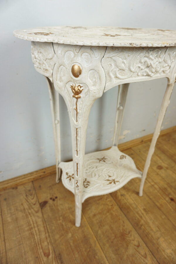 OGRODOWY STÓŁ STOLIK KWIETNIK ŻELIWO BIAŁY