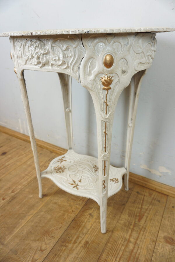 OGRODOWY STÓŁ STOLIK KWIETNIK ŻELIWO BIAŁY