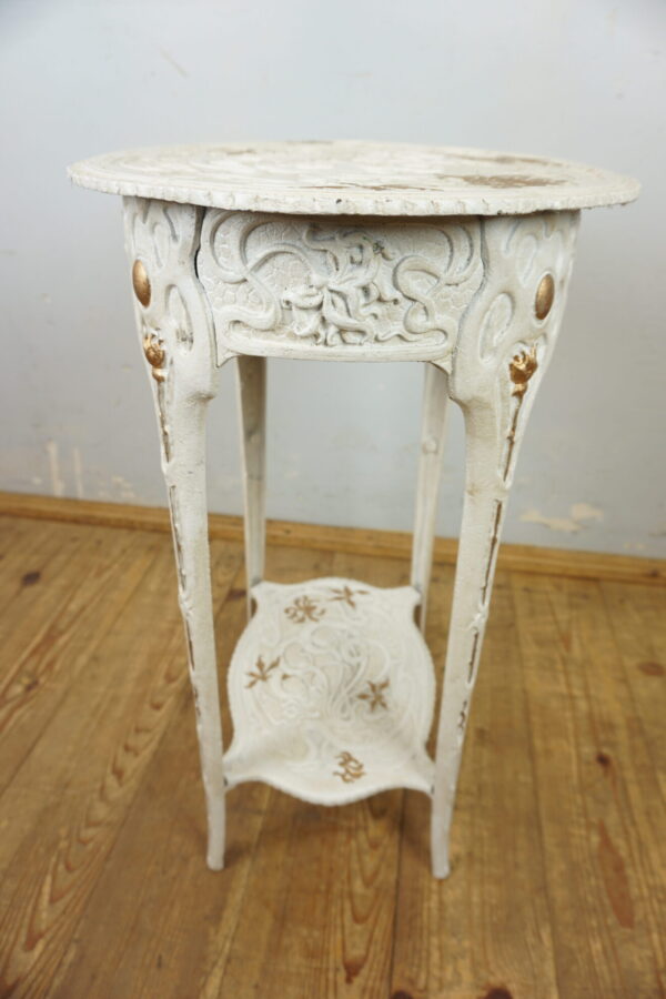 OGRODOWY STÓŁ STOLIK KWIETNIK ŻELIWO BIAŁY