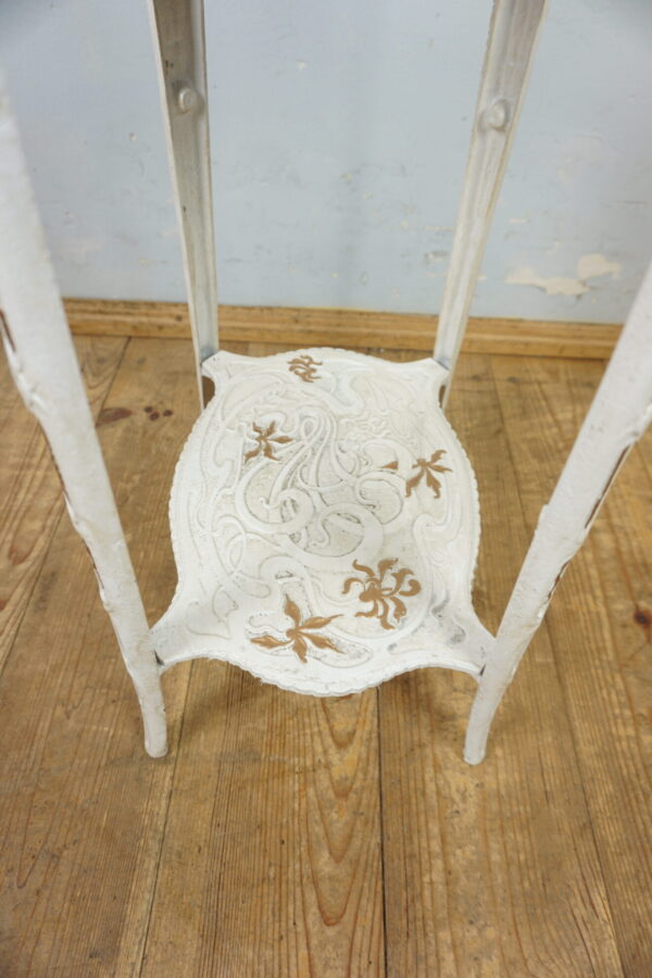 OGRODOWY STÓŁ STOLIK KWIETNIK ŻELIWO BIAŁY