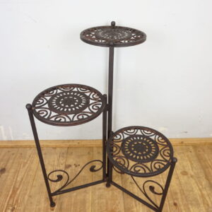 KWIETNIK METALOWY TRZYPIĘTROWY SKŁADANY BRĄZOWY