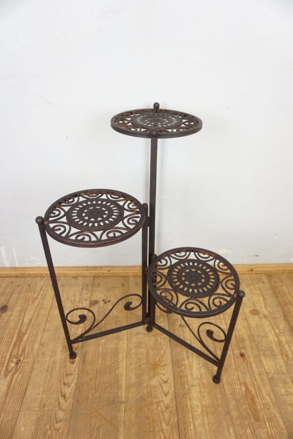 KWIETNIK METALOWY TRZYPIĘTROWY SKŁADANY BRĄZOWY