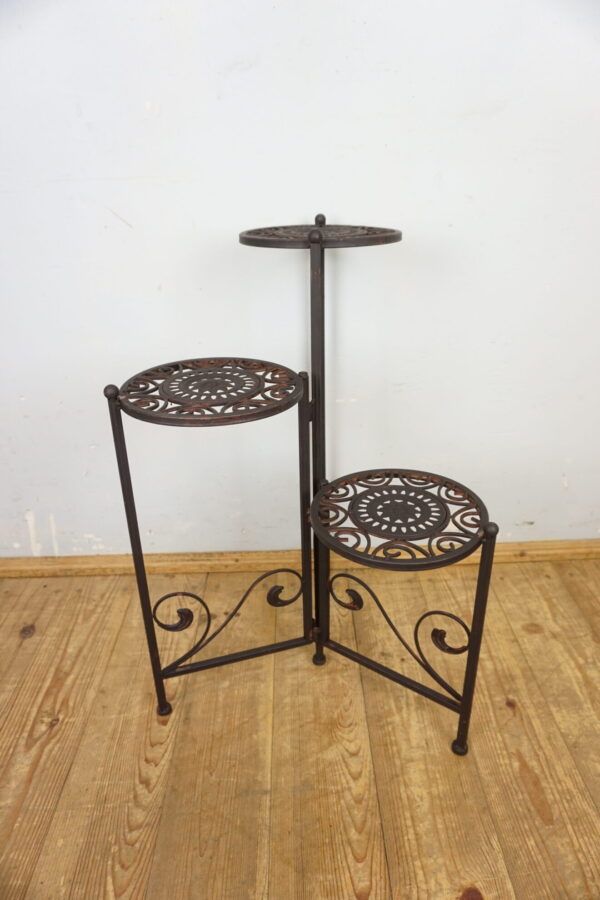 KWIETNIK METALOWY TRZYPIĘTROWY SKŁADANY BRĄZOWY