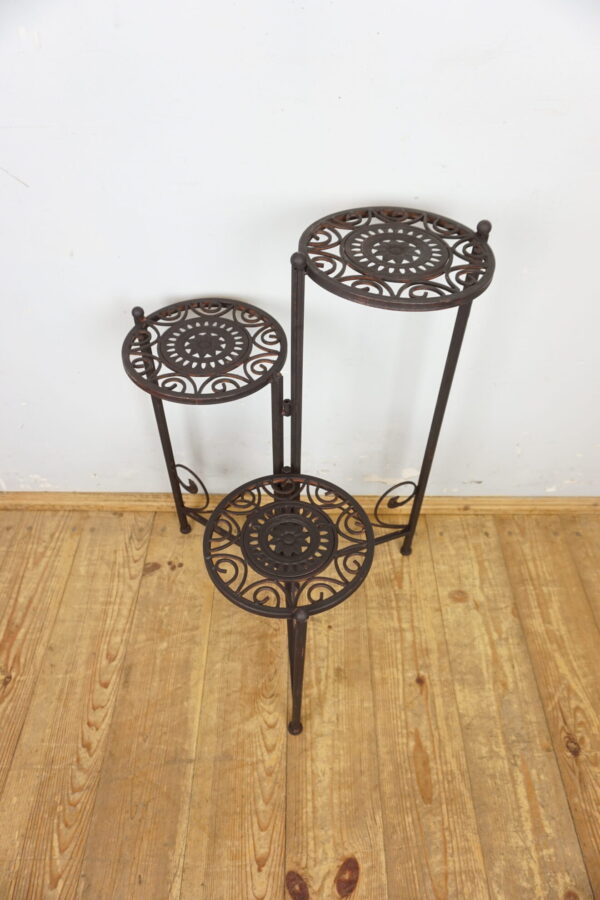 KWIETNIK METALOWY TRZYPIĘTROWY SKŁADANY BRĄZOWY