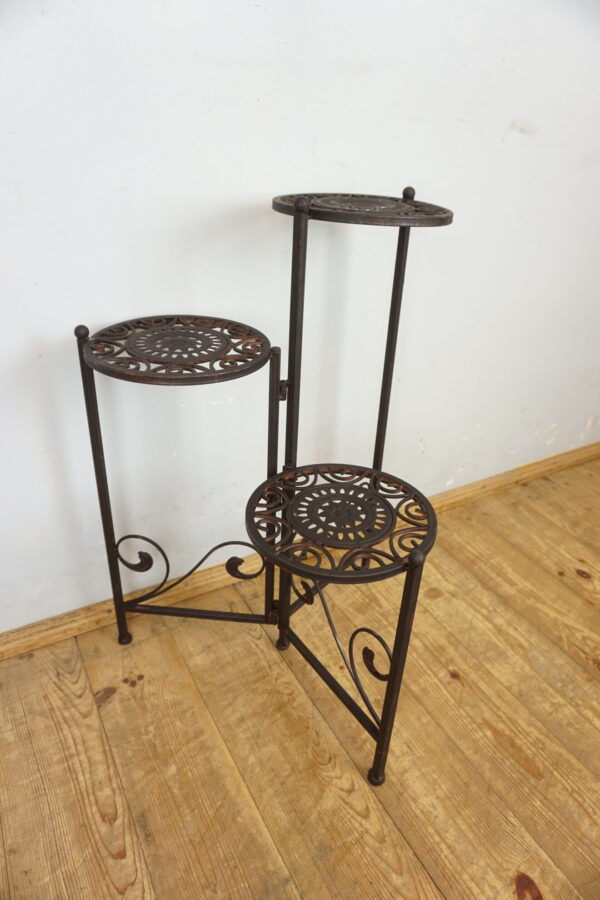 KWIETNIK METALOWY TRZYPIĘTROWY SKŁADANY BRĄZOWY