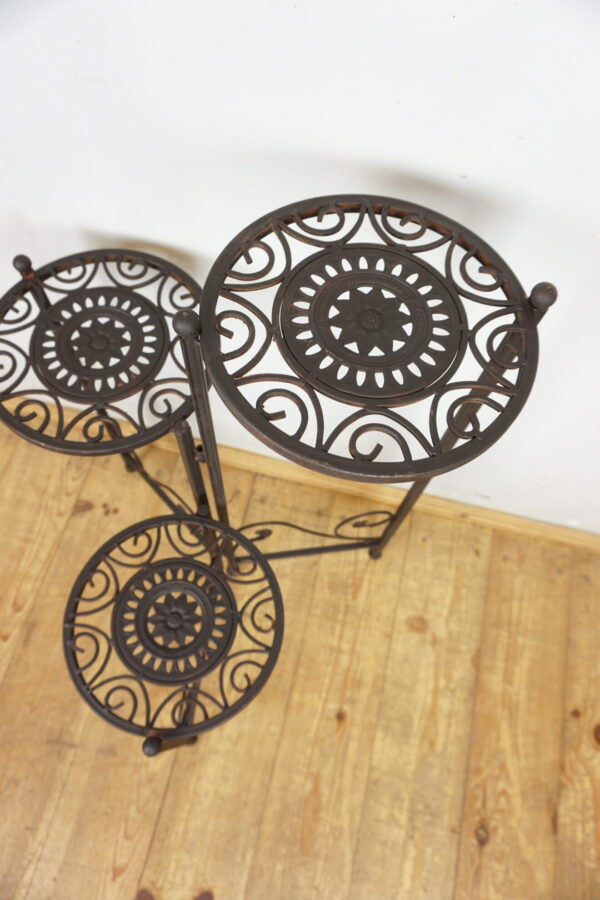 KWIETNIK METALOWY TRZYPIĘTROWY SKŁADANY BRĄZOWY