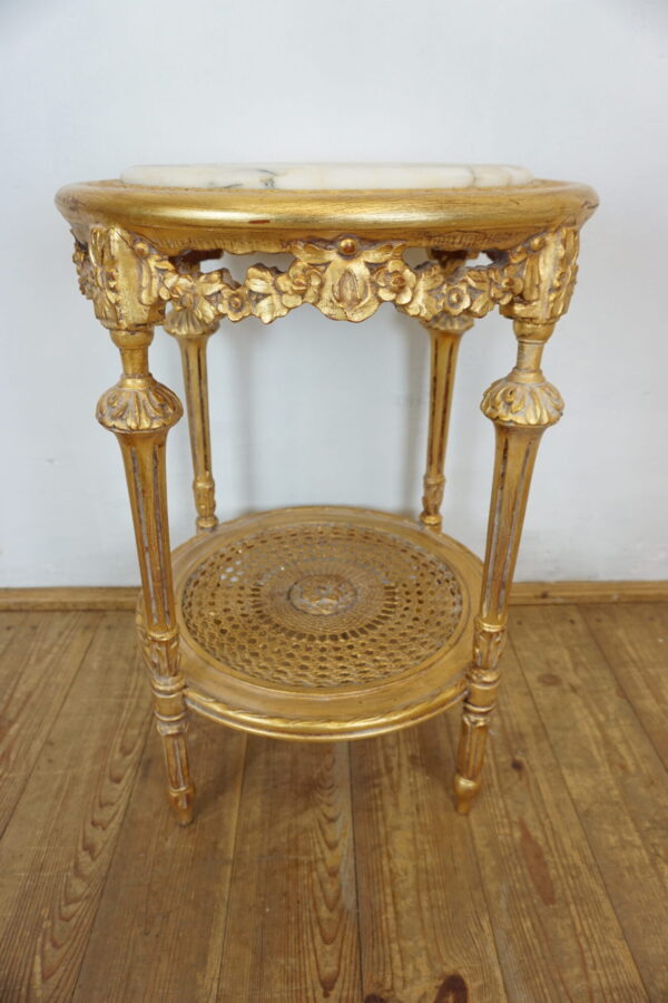 OKRĄGŁY ZŁOTY STOLIK KAWOWY MARMUR