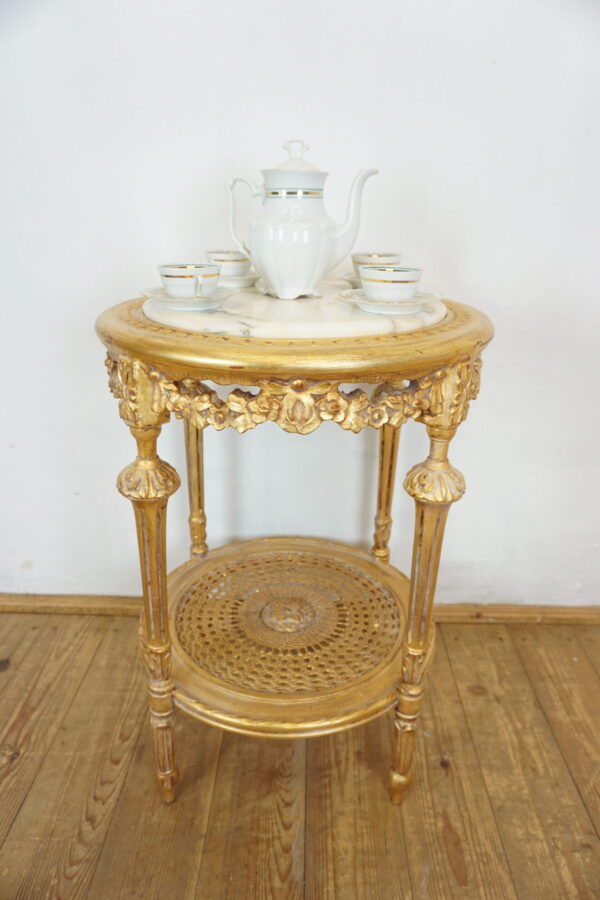 OKRĄGŁY ZŁOTY STOLIK KAWOWY MARMUR