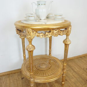 OKRĄGŁY ZŁOTY STOLIK KAWOWY MARMUR