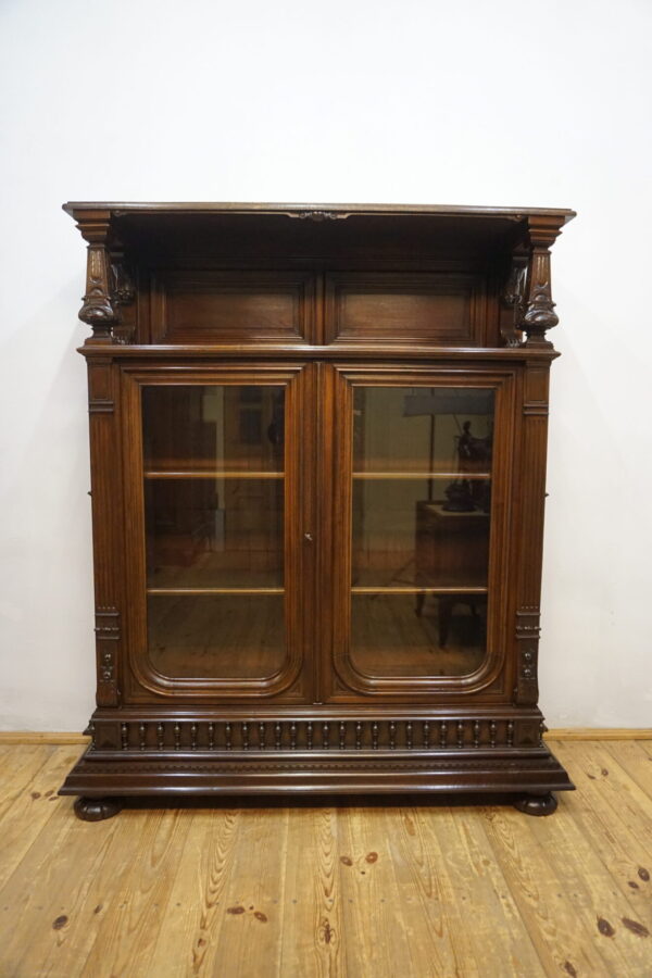 PRZESZKLONA BIBLIOTECZKA PODRĘCZNA Z NADSTAWKĄ