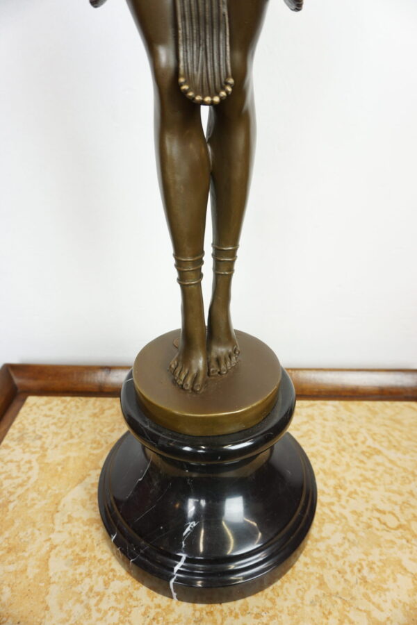 FIGURA Z BRĄZU TANCERKA SKARABEUSZA sygnowana 74cm 12kg