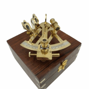 PIĘKNY MOSIĘŻNY SEKSTANT + ETUI DREWNIANE