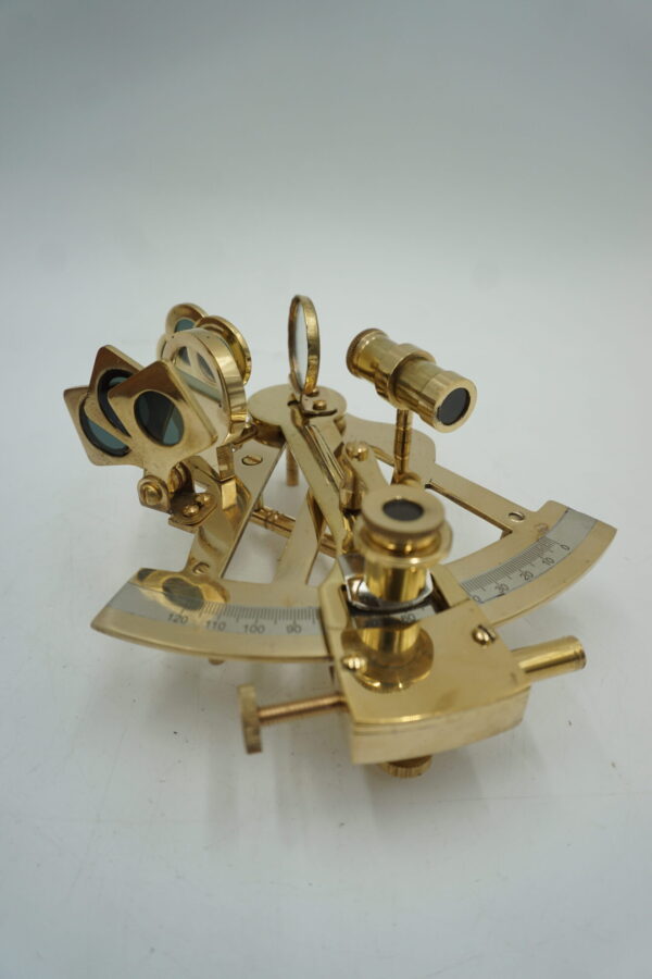 PIĘKNY MOSIĘŻNY SEKSTANT + ETUI DREWNIANE