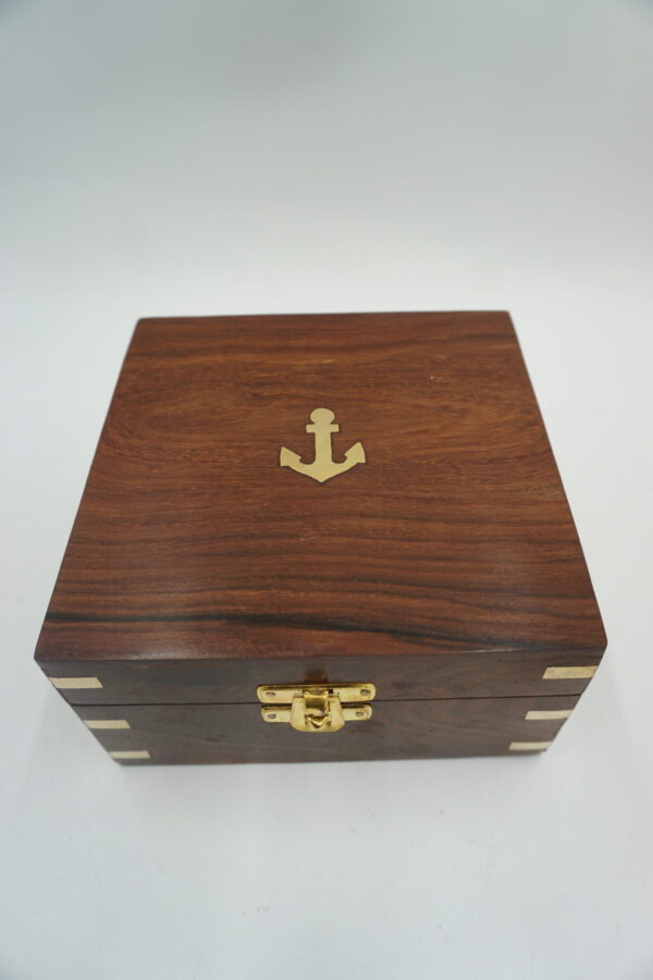 PIĘKNY MOSIĘŻNY SEKSTANT + ETUI DREWNIANE