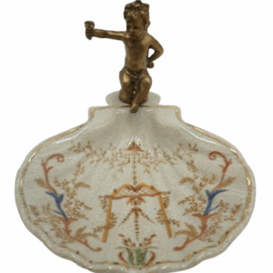 PATERKA POPIELNICZKA MYDELNICZKA PORCELANA Z BRĄZEM - ANIOŁEK