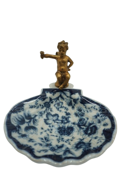 PATERKA POPIELNICZKA MYDELNICZKA PORCELANA Z BRĄZEM - ANIOŁEK