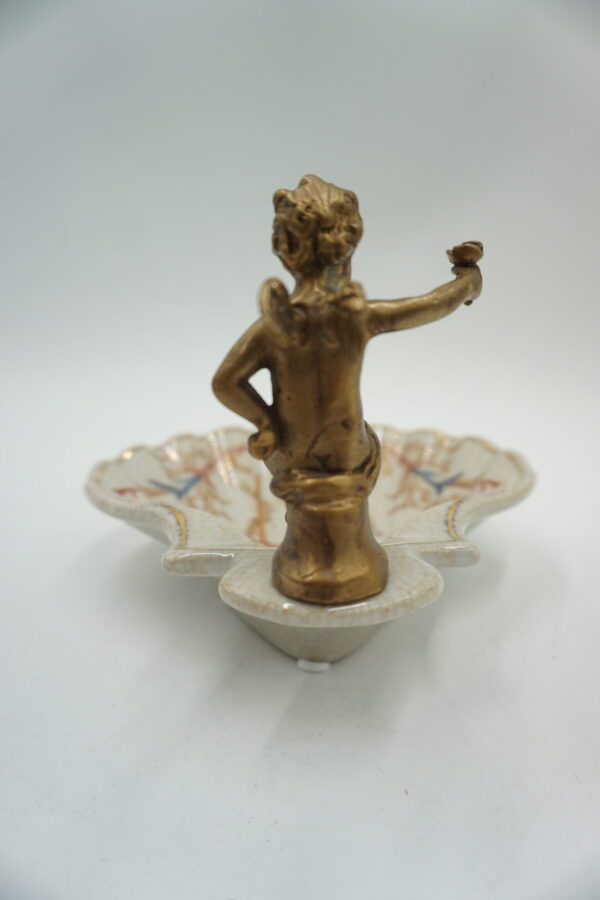 PATERKA POPIELNICZKA MYDELNICZKA PORCELANA Z BRĄZEM - ANIOŁEK