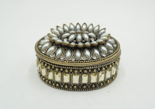 SZKATUŁKA PUZDERKO OWALNE Z CYRKONIAMI