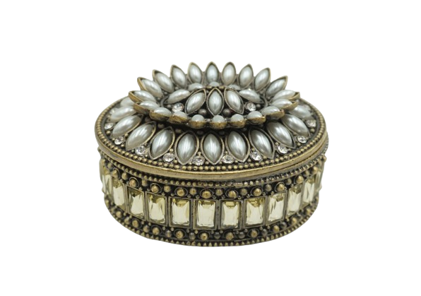 SZKATUŁKA PUZDERKO OWALNE Z CYRKONIAMI