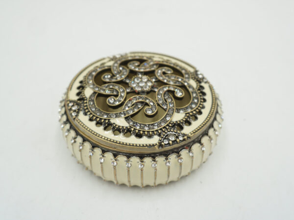 SZKATUŁKA PUZDERKO OKRĘGŁE Z CYRKONIAMI