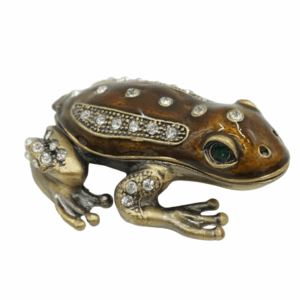 SZKATUŁKA PUZDERKO ŻABA ŻABKA Z CYRKONIAMI
