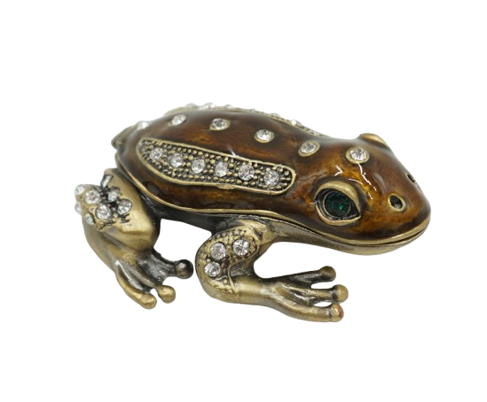 SZKATUŁKA PUZDERKO ŻABA ŻABKA Z CYRKONIAMI