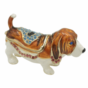 SZKATUŁKA PUZDERKO PIES PIESEK BEAGLE Z CYRKONIAMI