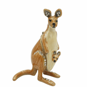 SZKATUŁKA PUZDERKO KANGUR Z DZIECKIEM Z CYRKONIAMI