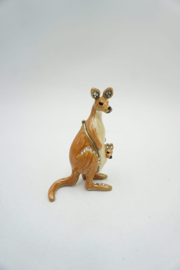 SZKATUŁKA PUZDERKO KANGUR Z DZIECKIEM Z CYRKONIAMI