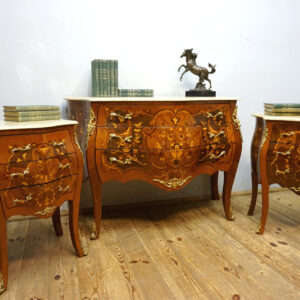 ZESTAW 3 KOMÓD BAROKOWYCH INTARSJOWANE Z OKUCIAMI 3 KOMODY