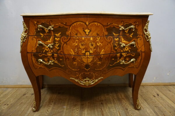 ZESTAW 3 KOMÓD BAROKOWYCH INTARSJOWANE Z OKUCIAMI 3 KOMODY