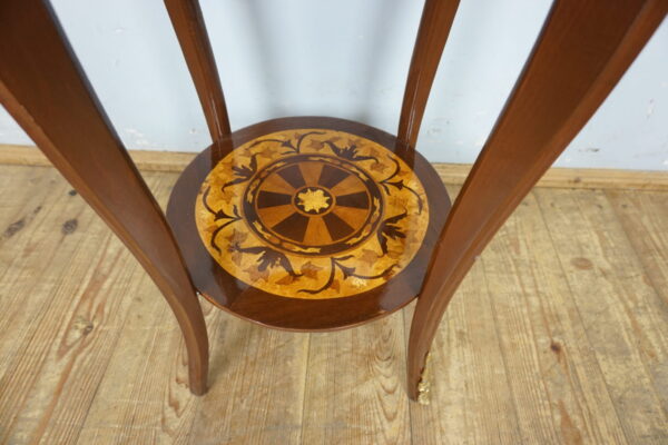 OKRĄGŁY STOLIK Z SZUFLADKĄ OKUCIA INTARSJE !!