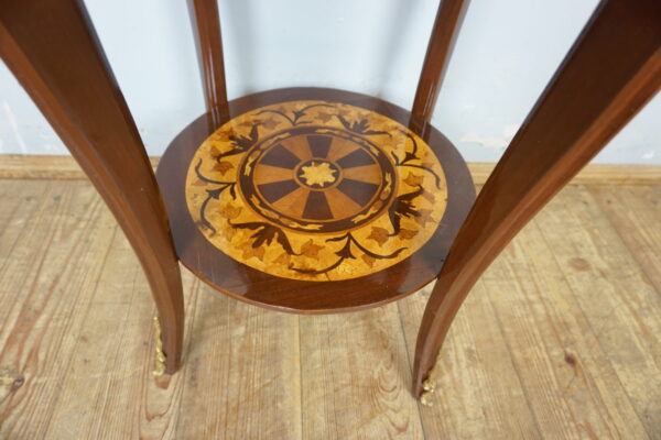 OKRĄGŁY STOLIK Z SZUFLADKĄ OKUCIA INTARSJE !!