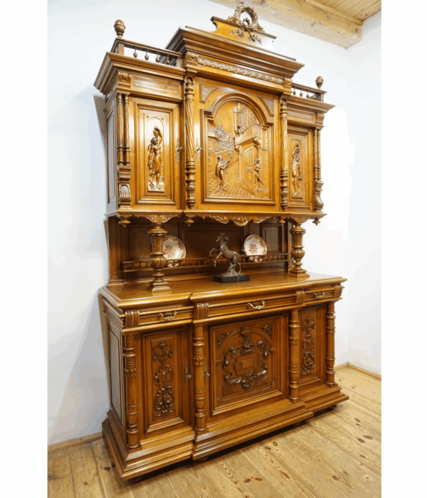 MASYWNY SYGNOWANY KREDENS LITY ORZECH ROMEO I JULIA